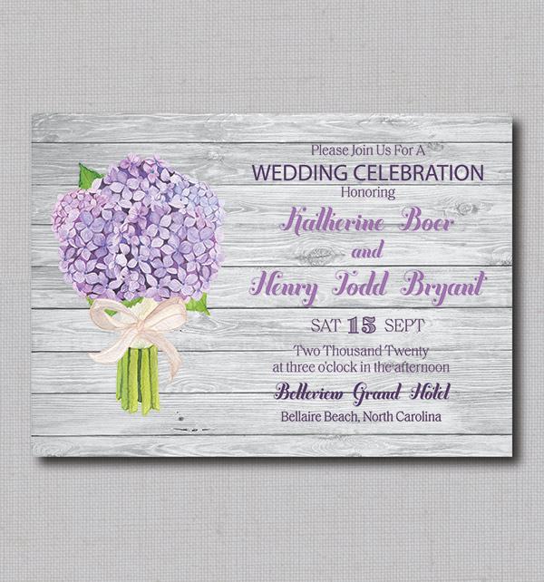 Hydrangea and Greenery Floral Wedding Invitation