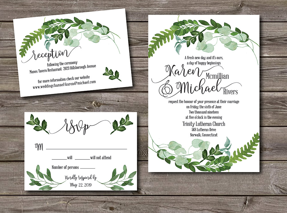 eucalyptus wedding invitation