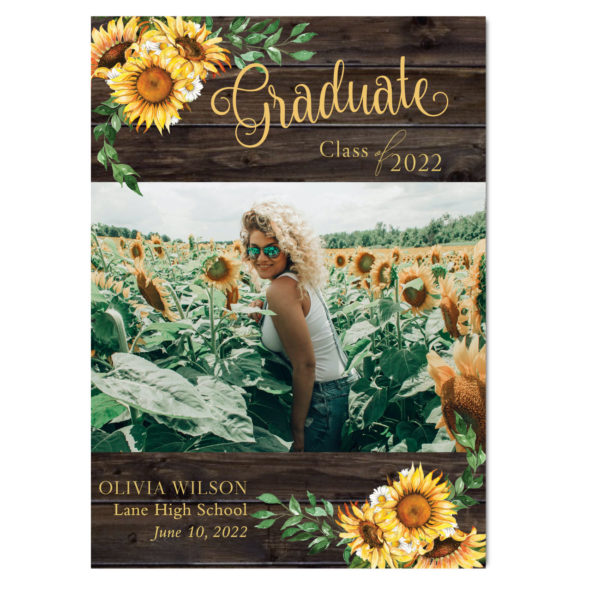 Rustic Sunflower Graduation Announcement