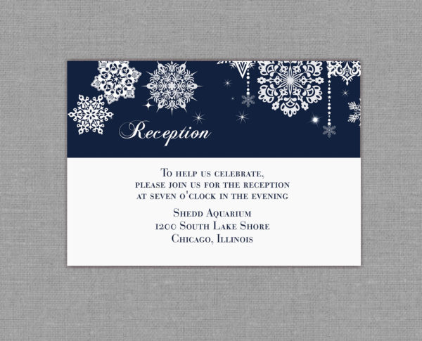 Navy Winter Snow Wedding Detail Card 131143