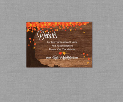 Rustic Fall Wood Wedding Detail Card