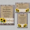 Rustic Wood Lace Sunflower Wedding Invitation