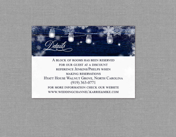 Navy Country Winter Wedding Detail Card