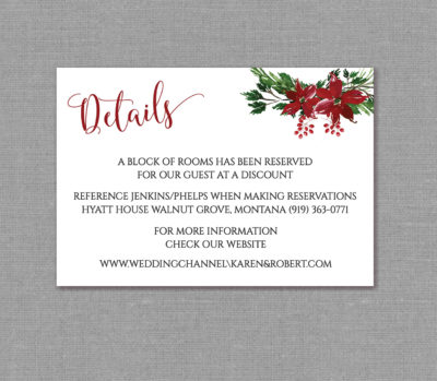 Wreath Winter Wedding Detail Card