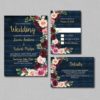 Rustic Navy Floral Wedding Invitation