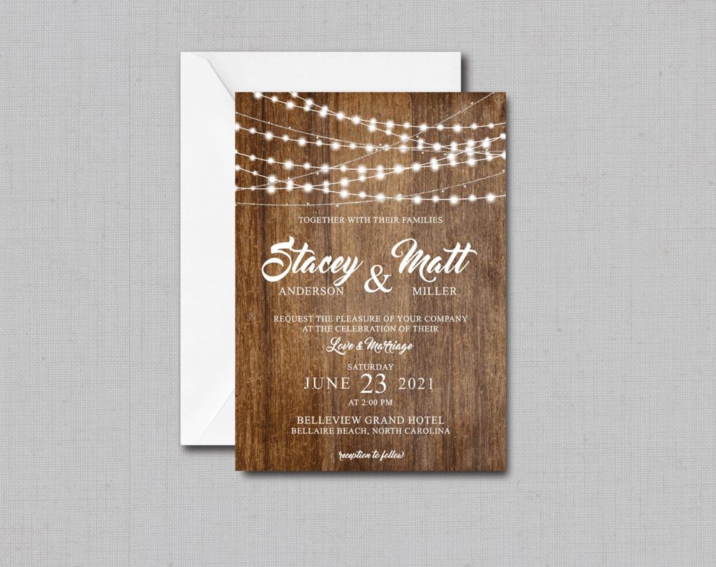 Rustic Country String Light Wedding Invitation - Affordable Wedding ...