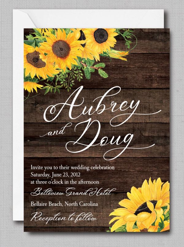 Rustic Sunflower Acrylic Wedding Invitations CA043