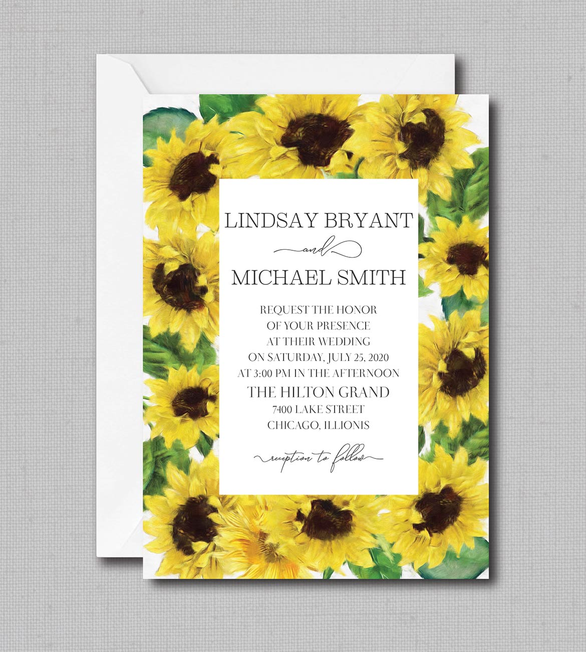 Watercolor Sunflower Frame Wedding Invitation - Image 3
