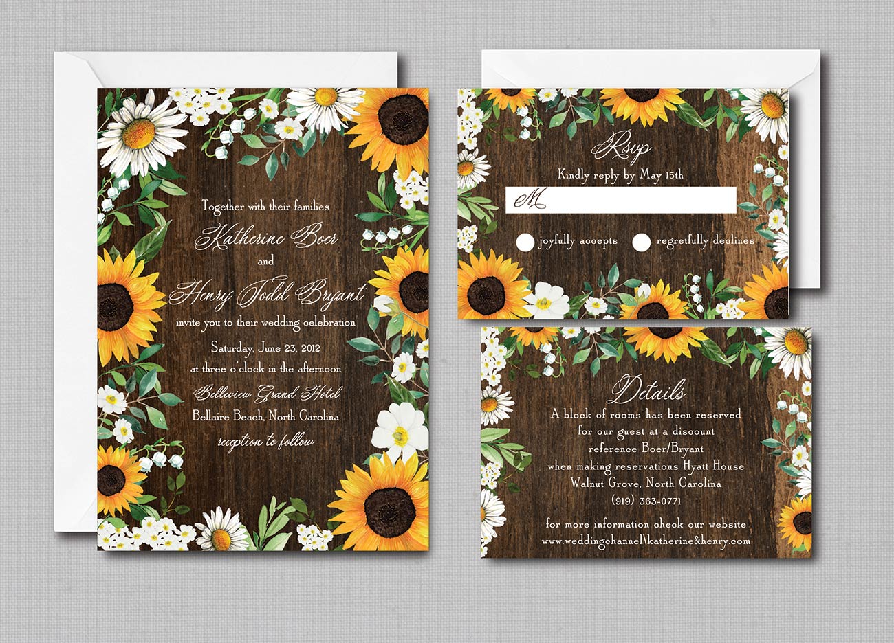 Watercolor Daisies Sunflower Wedding Invitation - Image 2