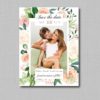 Framed Blush White Floral With Greenery Wedding Save The Date