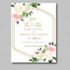 Pink & White Floral Geometric Wedding Save The Date
