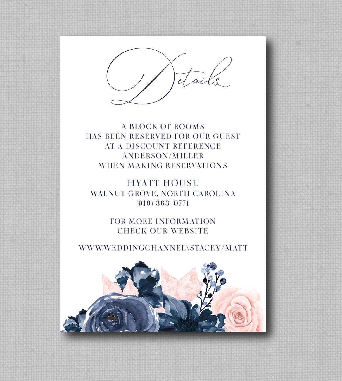 Watercolor Dusty Blue Blush Floral Wedding Invitation - Image 5