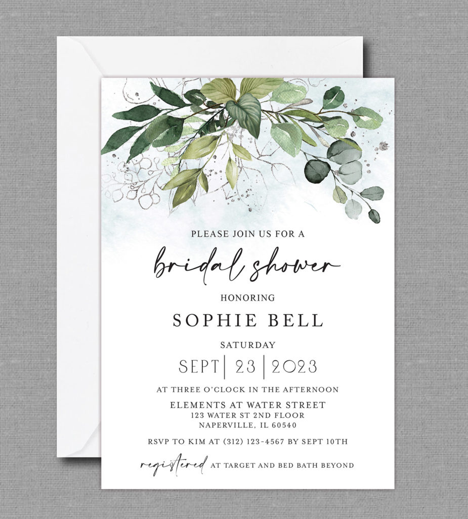 Boho Eucalyptus Greenery Bridal Shower Invitation