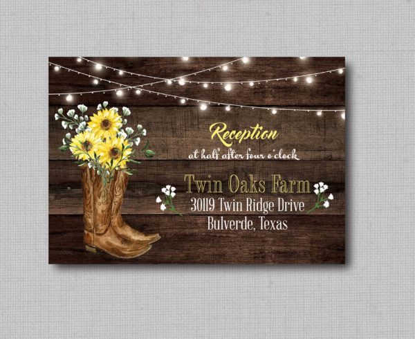 Sunflower Rustic Cowboy Boots Floral Wedding Invitation - Affordable ...