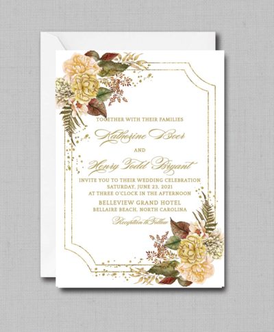 Fall Wedding Bouquet Wedding Invitation