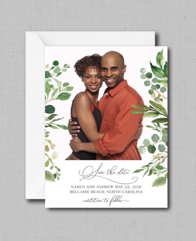 Eucalyptus Greenery Wedding Save The Date with Envelope