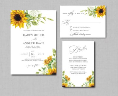 Watercolor Sunflower Wedding Invitation