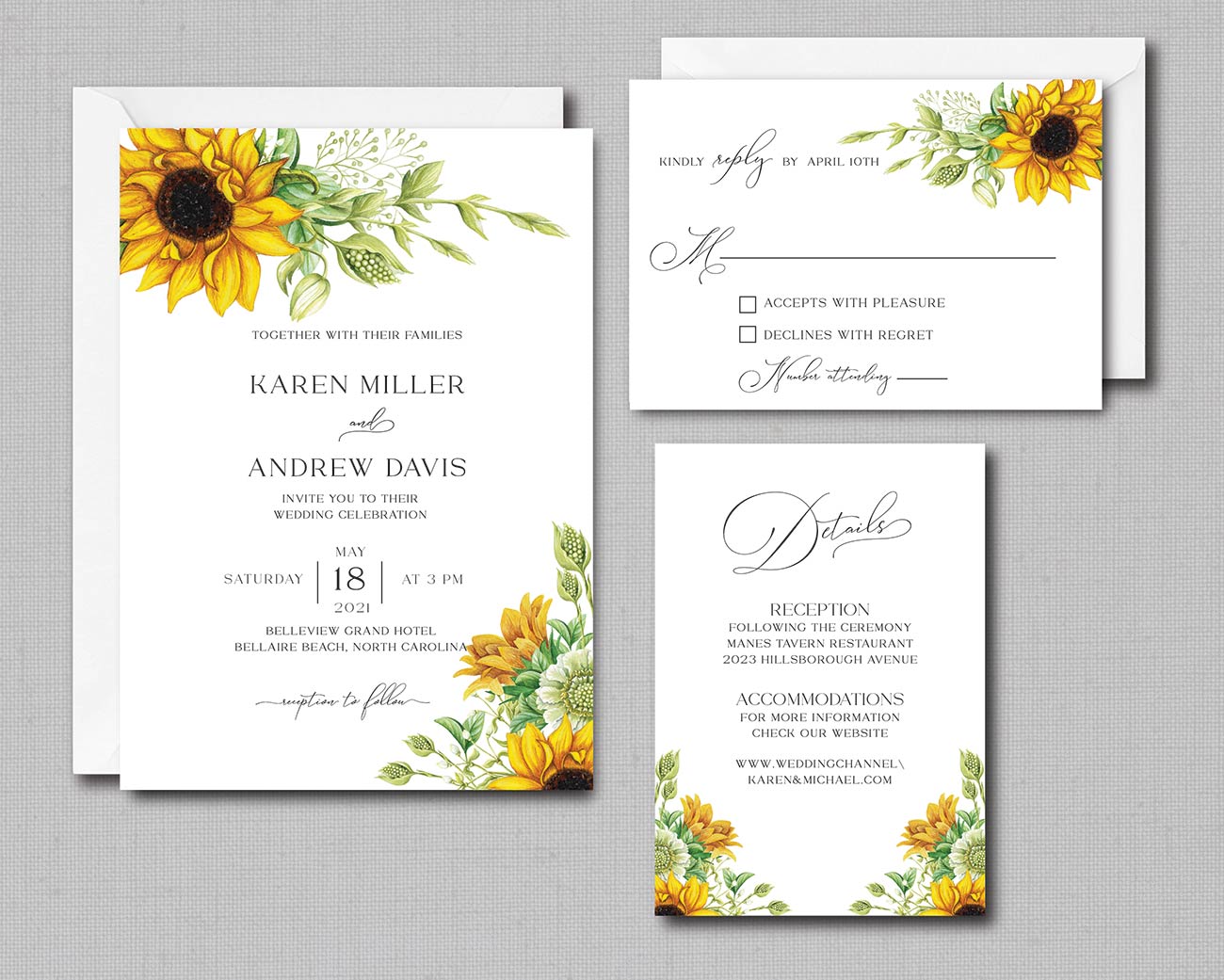 Watercolor Sunflower Wedding Invitation - Image 2
