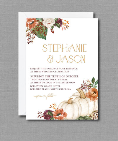 Rustic Fall Burnt Orange Wedding Invitation