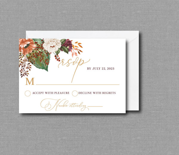 Rustic Fall Burnt Orange Wedding RSVP