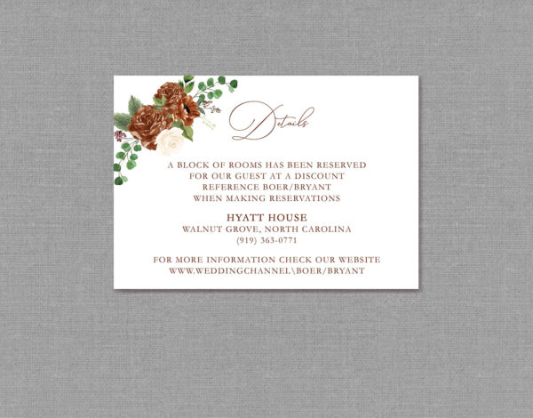 Boho Fall Wedding Detail Card