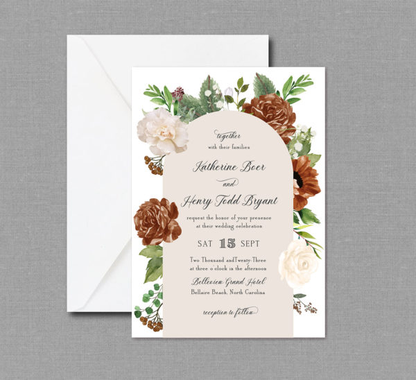 Rustic Fall Arch Wedding Invitation 22106