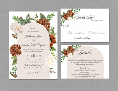 Rustic Fall Arch Wedding Invitation Suite 22106