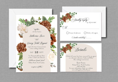 Rustic Fall Arch Wedding Invitation Suite with Envelopes 22106