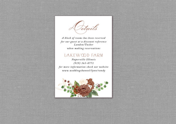 Terracotta Rust Fall Wedding Detail Card