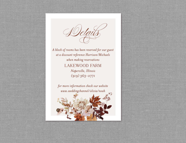 Autumn Fall Wedding Detail Card