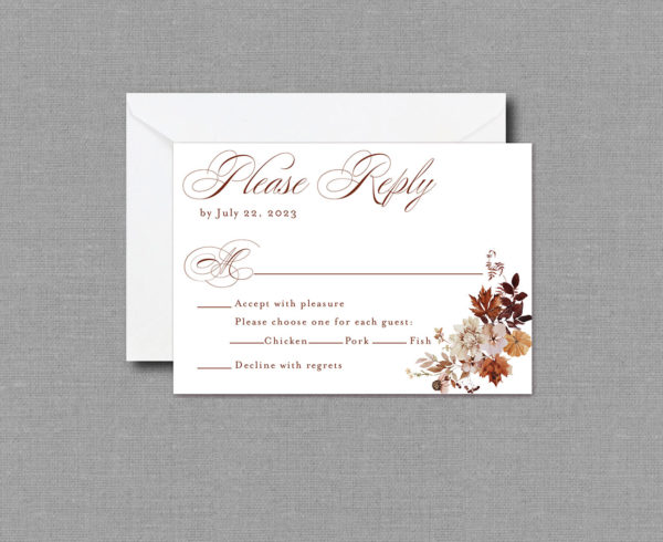Fall Floral Wedding Invitation RSVP Card