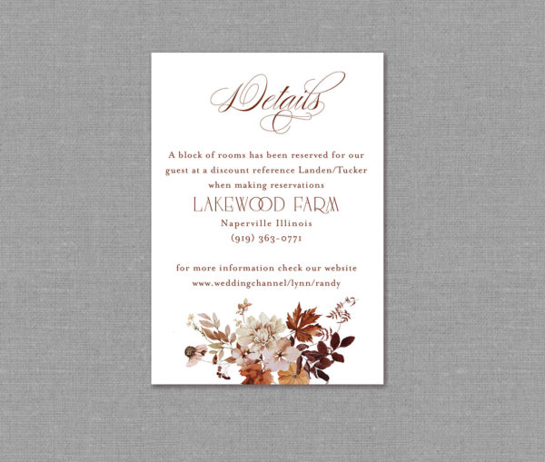 Fall Floral Wedding Detail Card