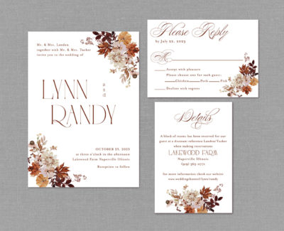 Fall Floral Wedding Invitation Suite