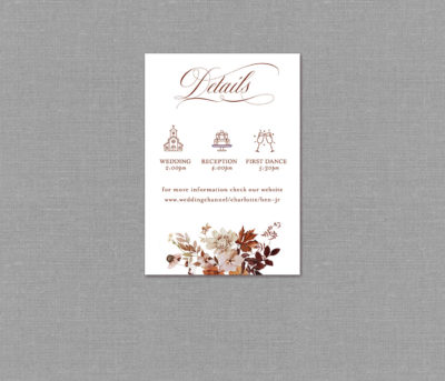 Boho Autumn Fall Wedding Detail Card