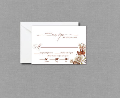 Boho Autumn Fall Wedding RSVP Card