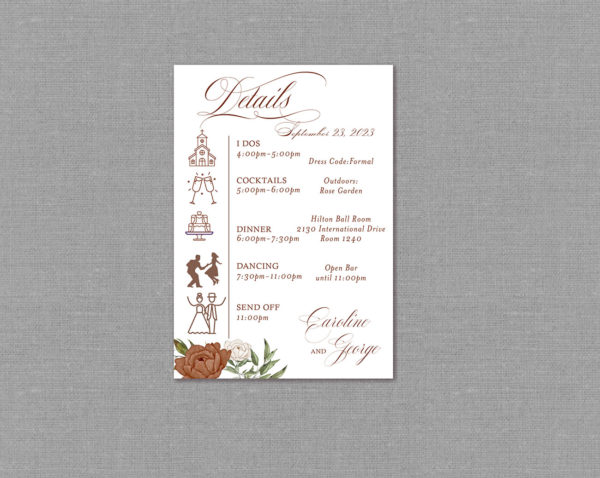 Terracotta Boho Wedding Detail Card