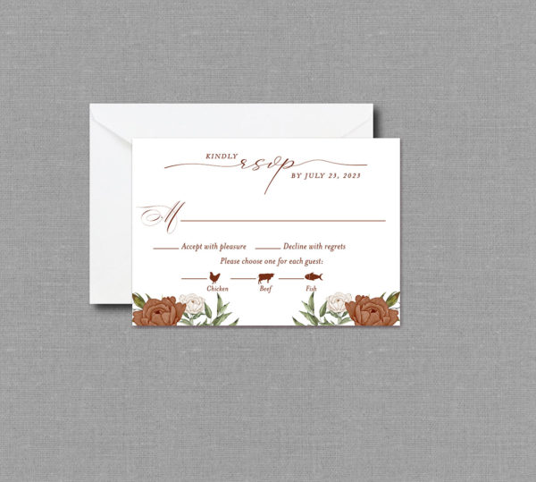 Terracotta Boho Wedding RSVP Card