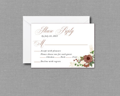 Floral Autumn Terracotta Wedding RSVP Card