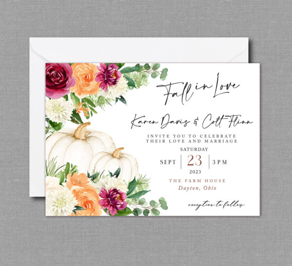 Fall in Love Floral Wedding Invitation