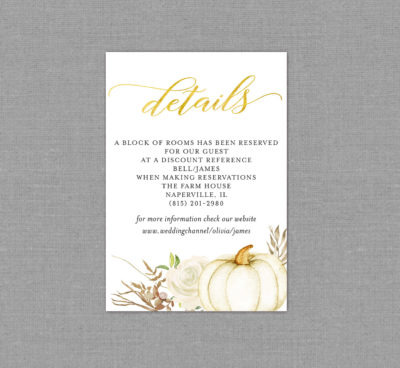 Fall Rustic Pumpkin Wedding Detail Card 22134