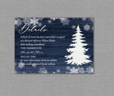 Snowflake Pine Tree Winter Wedding Detail Card 22136