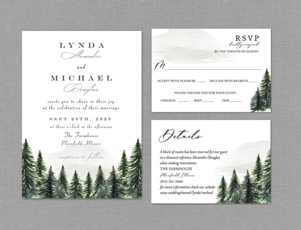 Winter Evergreen Wedding Invitation Suite 22137
