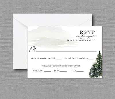 Winter Evergreen Wedding RSVP Card 22137