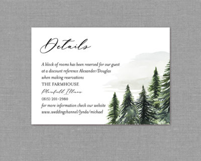 Winter Evergreen Wedding Detail Card 22137