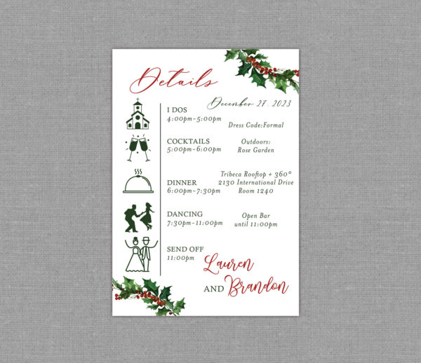 Winter Wedding Detail Card 22138