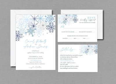 Winter Snowflakes Wedding Invitation Suite with Envelopes 22139