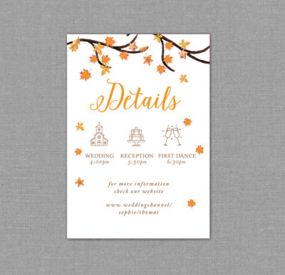 Fall Leaves Wedding Detail Card 22141