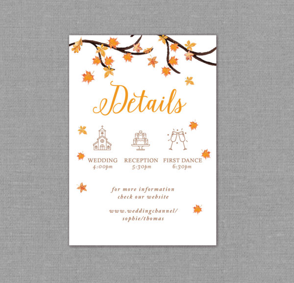 Fall Leaves Wedding Detail Card 22141