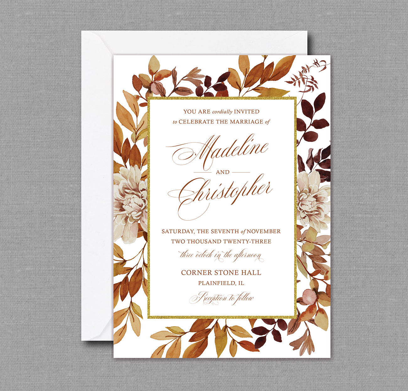Fall Autumn Wedding Invitation 22142