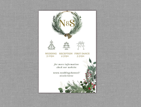 Winter Greenery Wedding Detail Card 22143